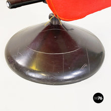 Load image into Gallery viewer, Metal, wood and red fabric adjusting height armchair with armrests, 1980s