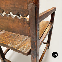 画像をギャラリービューアに読み込む, Italian, carved wood high back chair with armrests, 1800s