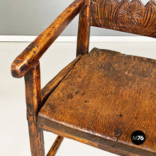 画像をギャラリービューアに読み込む, Italian, carved wood high back chair with armrests, 1800s