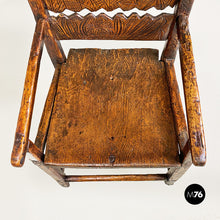 画像をギャラリービューアに読み込む, Italian, carved wood high back chair with armrests, 1800s