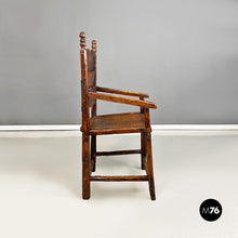 画像をギャラリービューアに読み込む, Italian, carved wood high back chair with armrests, 1800s
