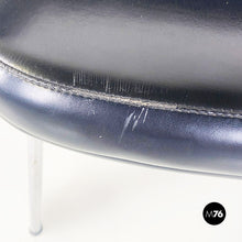 将图片加载到图库查看器,Black faux leather and steel armchair by Cassina, 1960s