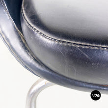 将图片加载到图库查看器,Black faux leather and steel armchair by Cassina, 1960s