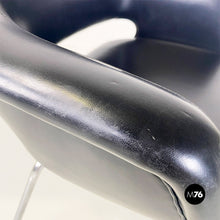 将图片加载到图库查看器,Black faux leather and steel armchair by Cassina, 1960s