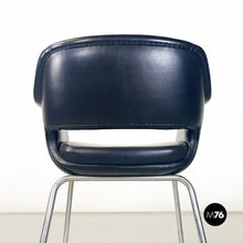 将图片加载到图库查看器,Black faux leather and steel armchair by Cassina, 1960s