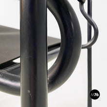 将图片加载到图库查看器,Black leather and metal Spaghetti armchair by Giandomenico Belotti for Alias, 1980s