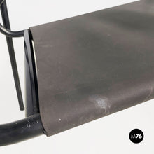 将图片加载到图库查看器,Black leather and metal Spaghetti armchair by Giandomenico Belotti for Alias, 1980s