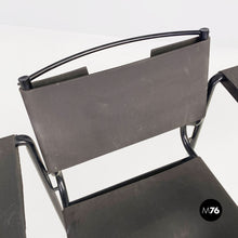 将图片加载到图库查看器,Black leather and metal Spaghetti armchair by Giandomenico Belotti for Alias, 1980s