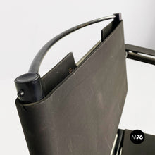 将图片加载到图库查看器,Black leather and metal Spaghetti armchair by Giandomenico Belotti for Alias, 1980s