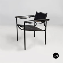 将图片加载到图库查看器,Black leather and metal Spaghetti armchair by Giandomenico Belotti for Alias, 1980s