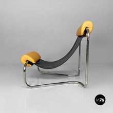 将图片加载到图库查看器,Armchair in chromed steel and leather, 1970s