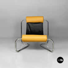 将图片加载到图库查看器,Armchair in chromed steel and leather, 1970s