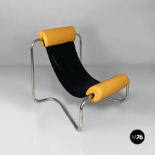 将图片加载到图库查看器,Armchair in chromed steel and leather, 1970s