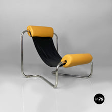 将图片加载到图库查看器,Armchair in chromed steel and leather, 1970s