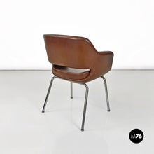 Charger l'image dans la galerie, Brown leather armchairs by Cassina, 1970s
