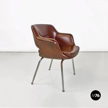 Charger l'image dans la galerie, Brown leather armchairs by Cassina, 1970s