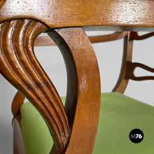 将图片加载到图库查看器,Armchairs in green fabric and wood, 1930s