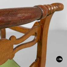 将图片加载到图库查看器,Armchairs in green fabric and wood, 1930s