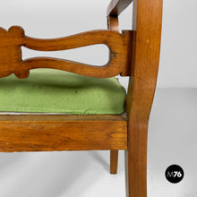 将图片加载到图库查看器,Armchairs in green fabric and wood, 1930s
