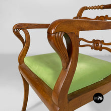 将图片加载到图库查看器,Armchairs in green fabric and wood, 1930s