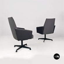 画像をギャラリービューアに読み込む, Grey swivels armchairs, 1960s