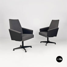 画像をギャラリービューアに読み込む, Grey swivels armchairs, 1960s