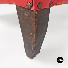 Load image into Gallery viewer, Red leather armchairs with armrests and wooden legs, 1940s