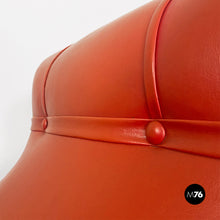 Load image into Gallery viewer, Red leather armchairs with armrests and wooden legs, 1940s