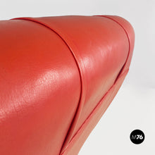 Load image into Gallery viewer, Red leather armchairs with armrests and wooden legs, 1940s