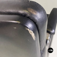 画像をギャラリービューアに読み込む, Leather and steel armchairs on wheels by Saporiti Italia, 1970s