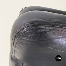 画像をギャラリービューアに読み込む, Leather and steel armchairs on wheels by Saporiti Italia, 1970s