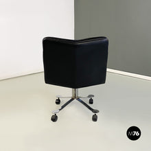 画像をギャラリービューアに読み込む, Leather and steel armchairs on wheels by Saporiti Italia, 1970s