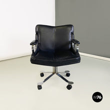 画像をギャラリービューアに読み込む, Leather and steel armchairs on wheels by Saporiti Italia, 1970s