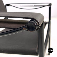 将图片加载到图库查看器,Black leather and metal Spaghetti armchairs by Giandomenico Belotti for Alias, 1980s