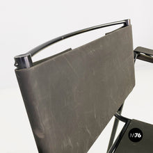 将图片加载到图库查看器,Black leather and metal Spaghetti armchairs by Giandomenico Belotti for Alias, 1980s