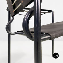 将图片加载到图库查看器,Black leather and metal Spaghetti armchairs by Giandomenico Belotti for Alias, 1980s