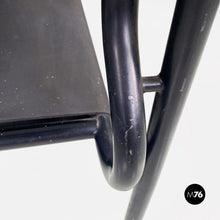 将图片加载到图库查看器,Black leather and metal Spaghetti armchairs by Giandomenico Belotti for Alias, 1980s
