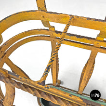 画像をギャラリービューアに読み込む, Yellow and green wrought iron umbrella stand with decorations, 1900s