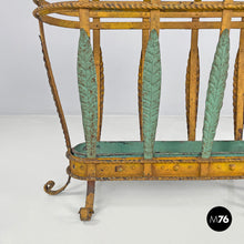 画像をギャラリービューアに読み込む, Yellow and green wrought iron umbrella stand with decorations, 1900s