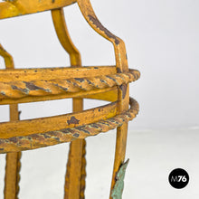 画像をギャラリービューアに読み込む, Yellow and green wrought iron umbrella stand with decorations, 1900s