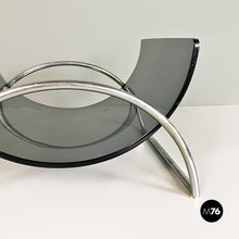 Load image into Gallery viewer, Smoked glass and steel Lira magazine rack by by Pierangelo Gallotti for Gallotti and Radice, 1980s