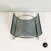 Load image into Gallery viewer, Smoked glass and steel Lira magazine rack by by Pierangelo Gallotti for Gallotti and Radice, 1980s