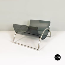 Load image into Gallery viewer, Smoked glass and steel Lira magazine rack by by Pierangelo Gallotti for Gallotti and Radice, 1980s