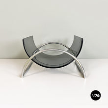 Load image into Gallery viewer, Smoked glass and steel Lira magazine rack by by Pierangelo Gallotti for Gallotti and Radice, 1980s