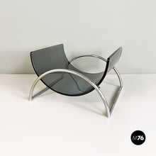 Load image into Gallery viewer, Smoked glass and steel Lira magazine rack by by Pierangelo Gallotti for Gallotti and Radice, 1980s
