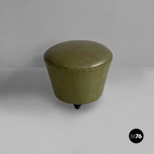 Charger l'image dans la galerie, Green faux leather pouf, 1970s