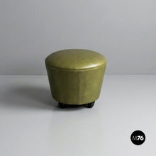 Charger l'image dans la galerie, Green faux leather pouf, 1970s