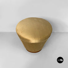 Carica l'immagine nel visualizzatore di Gallery, Yellow velvet and wood pouf, 1930s