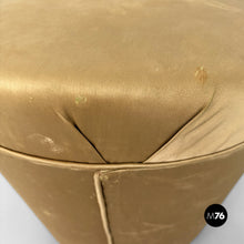 Carica l'immagine nel visualizzatore di Gallery, Yellow velvet and wood pouf, 1930s