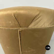 Carica l'immagine nel visualizzatore di Gallery, Yellow velvet and wood pouf, 1930s